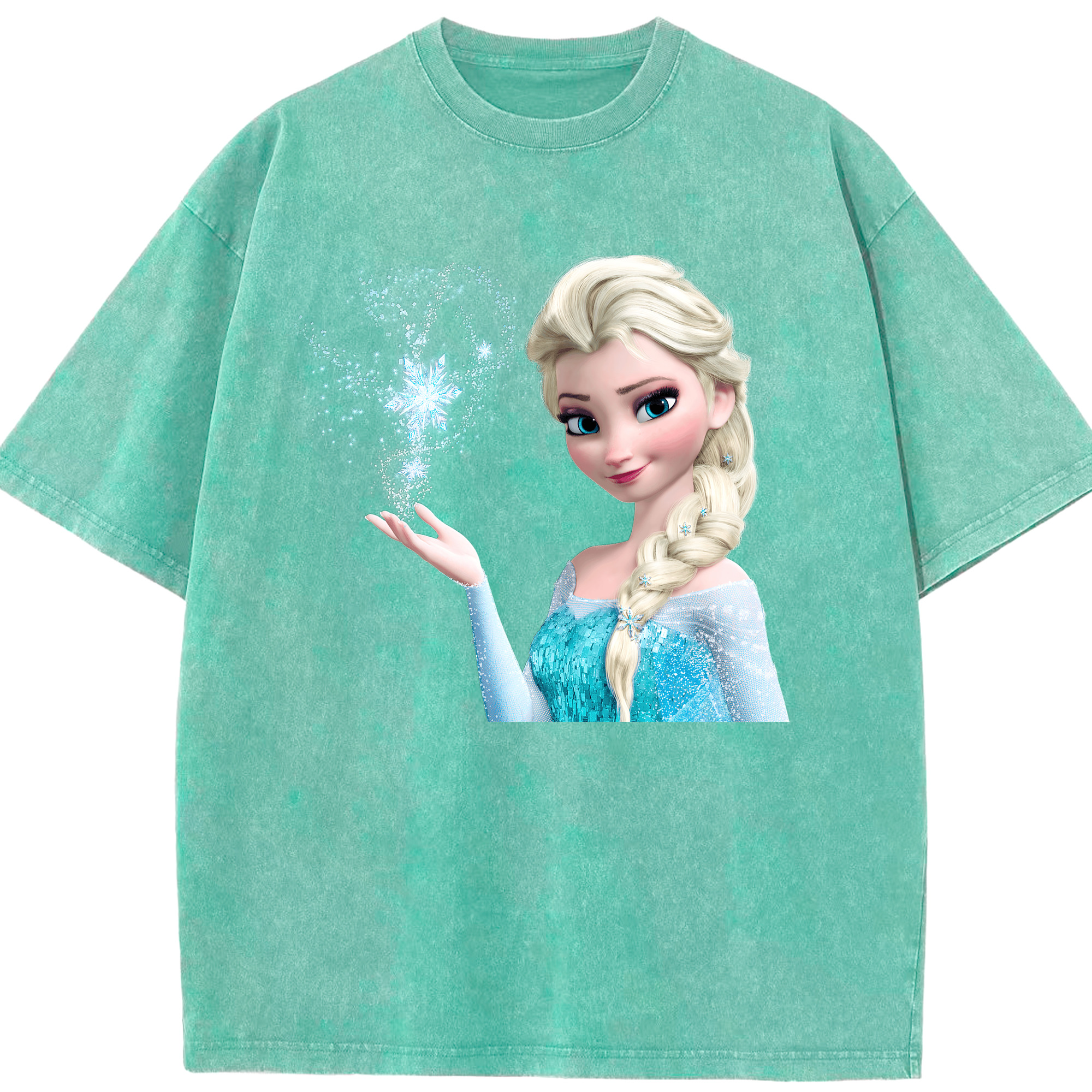 （画像用） アナと雪の女王 アンナ エルサ Frozen Anna Elsa 綿100% ヴィンテージ風 半袖Tシャツ（フロントプリント）